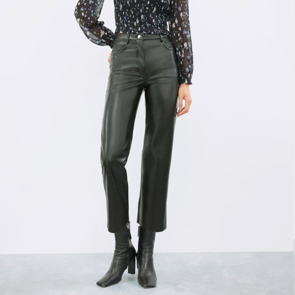 Aritzia Wilfred The Melina Crop Pant in Vegan Black Leather Size 16